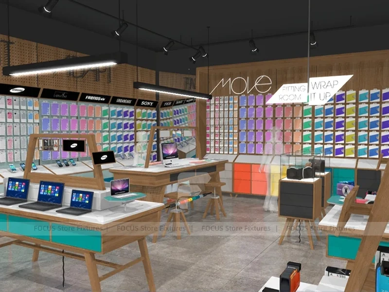Wood Colorful Mobile Phone Store Interior