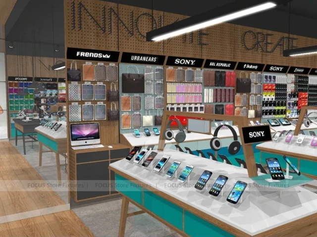 Wood Colorful Mobile Phone Store Interior