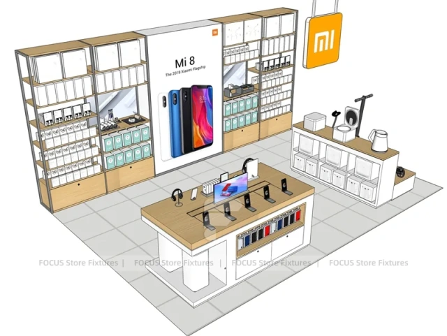 Wood Frame MI Mobile Phone Store Layout