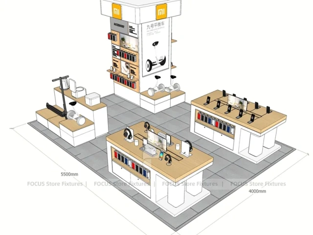 Wood Frame MI Mobile Phone Store Layout