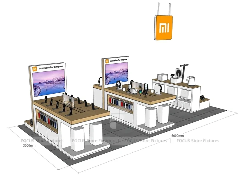Wood Frame MI Mobile Phone Store Layout