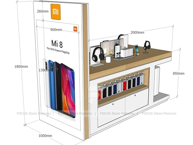 Wood Frame MI Mobile Phone Store Layout