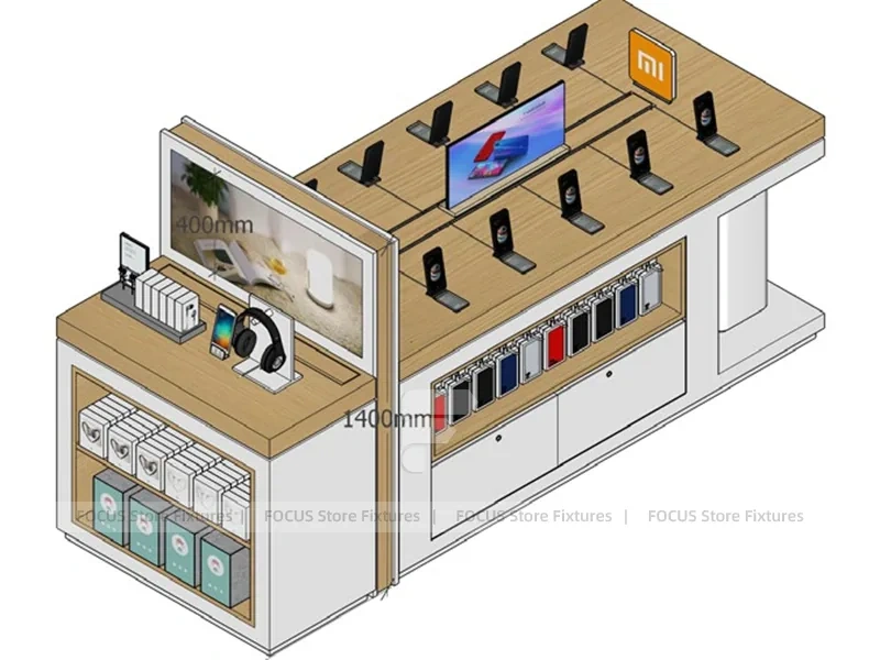 Wood Frame MI Mobile Phone Store Layout