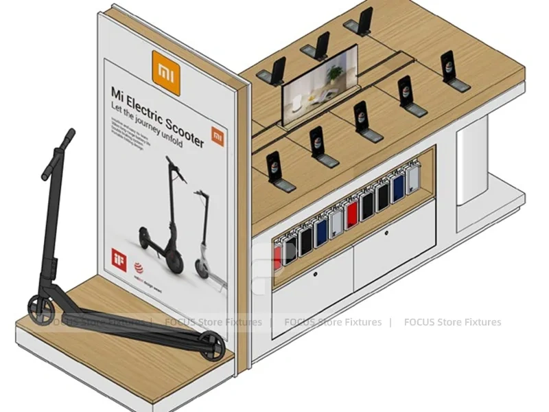 Wood Frame MI Mobile Phone Store Layout