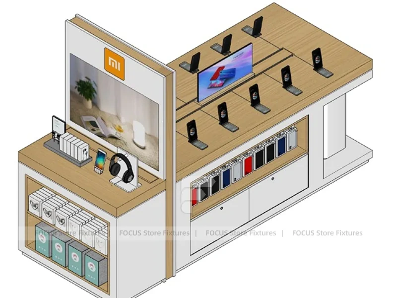 Wood Frame MI Mobile Phone Store Layout