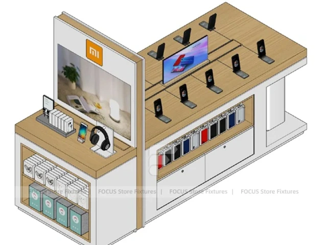 Wood Frame MI Mobile Phone Store Layout