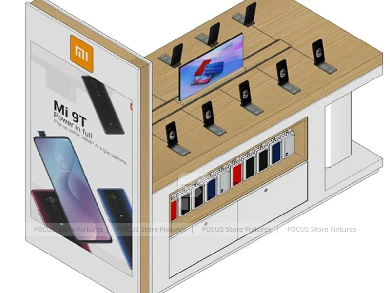 Wood Frame MI Mobile Phone Store Layout