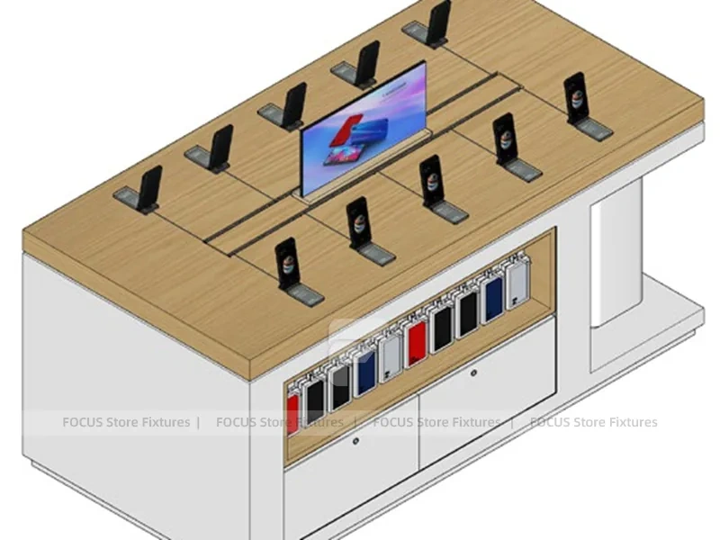 Wood Frame MI Mobile Phone Store Layout