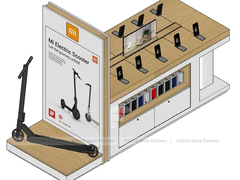 Wood Frame MI Mobile Phone Store Layout