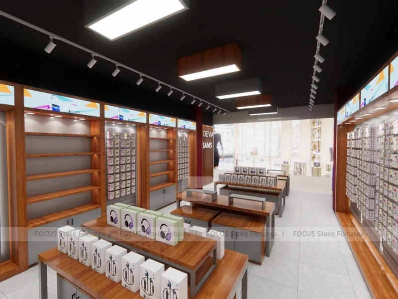 Wood Orange Mobile Accessories Store Interior