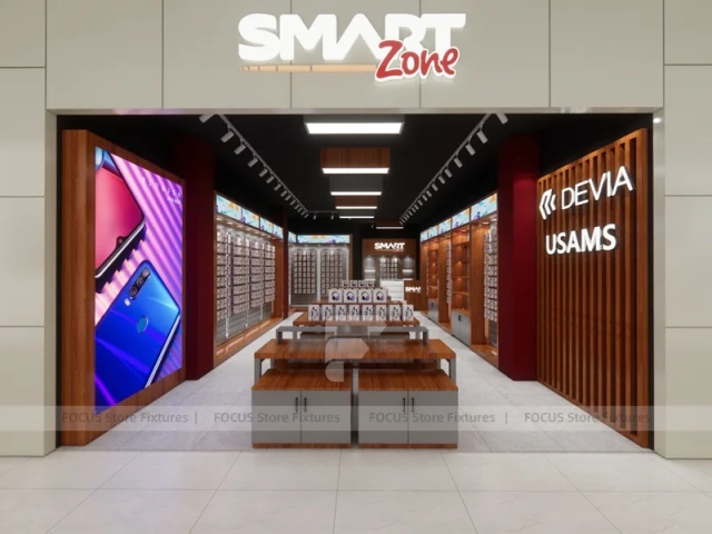 Wood Orange Mobile Accessories Store Interior