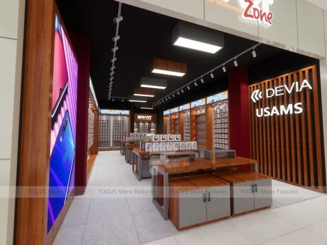 Wood Orange Mobile Accessories Store Interior