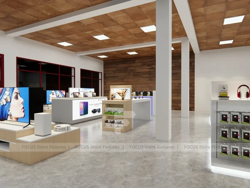 Wood Red Mobile Phone Office Store Layout