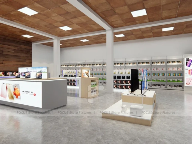 Wood Red Mobile Phone Office Store Layout