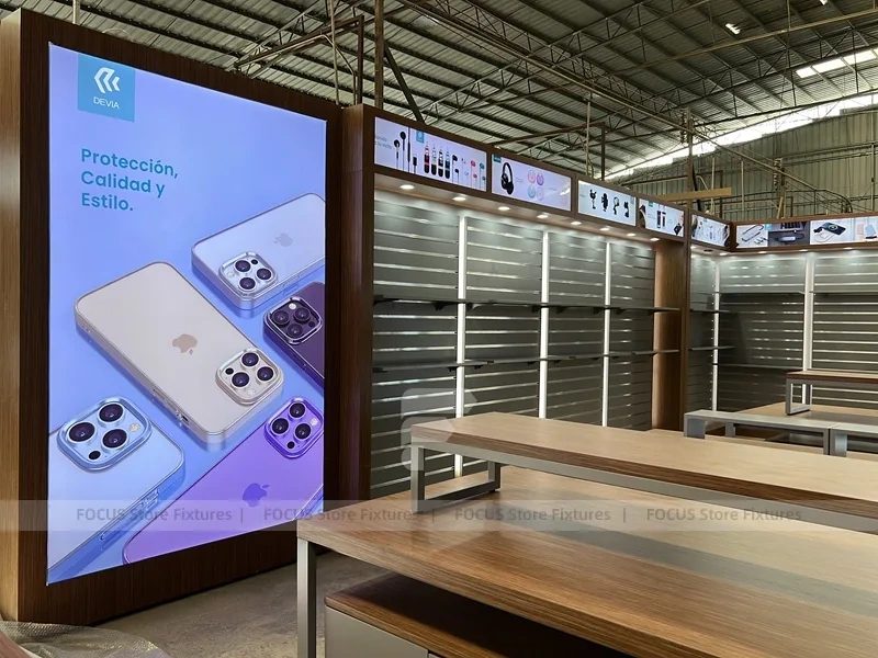 Wood Top Phone Service Island Counter