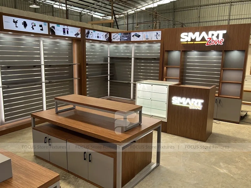 Wood Top Phone Service Island Counter