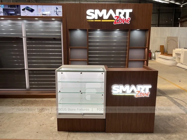 Wood Top Phone Service Island Counter