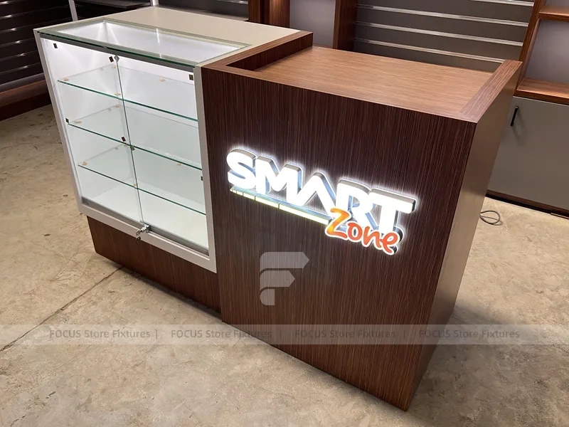 Wood Top Phone Service Island Counter