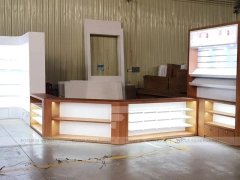 Wood White Cross Counter Phone Display Fixture