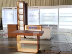 Wood White Cross Counter Phone Display Fixture