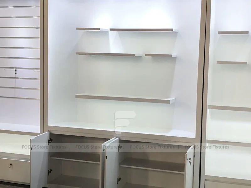 Wood White Cross Counter Phone Display Fixture