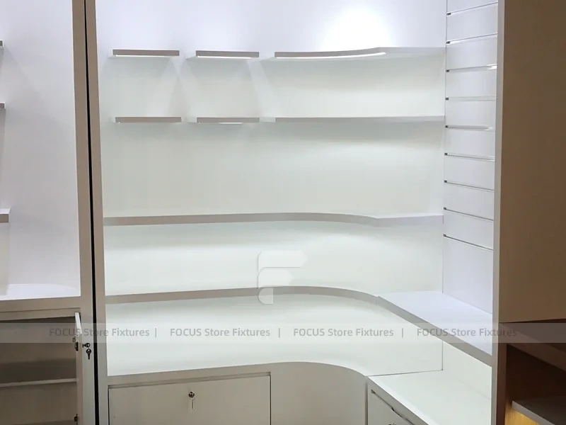 Wood White Cross Counter Phone Display Fixture