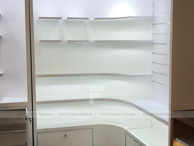 Wood White Cross Counter Phone Display Fixture