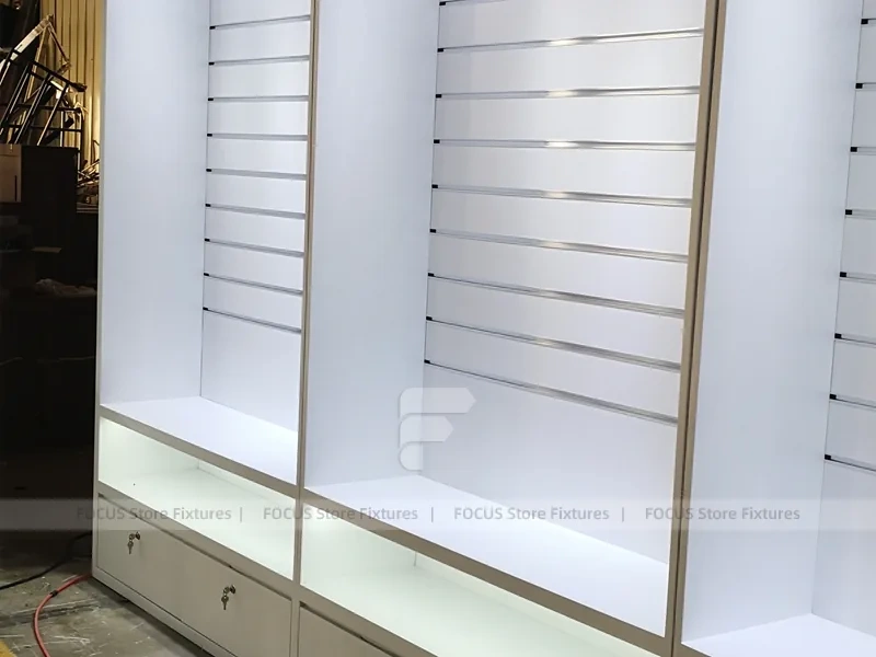 Wood White Cross Counter Phone Display Fixture
