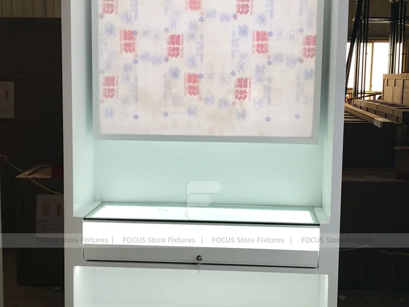 Wood White Cross Counter Phone Display Fixture