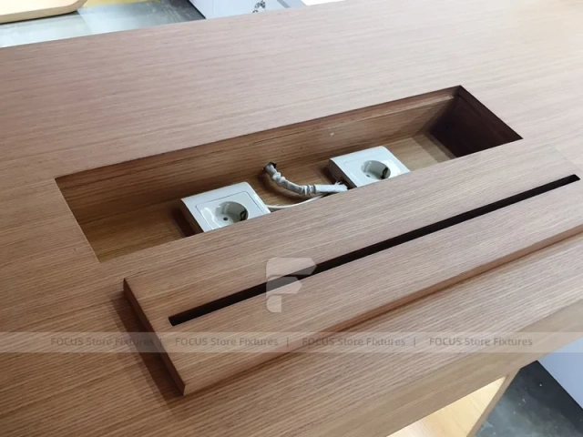 Wood White Cross Counter Phone Display Fixture