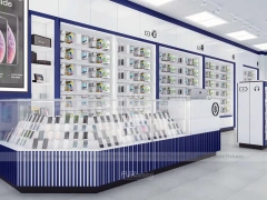Wood White Curved Mobile Phone Store Interior