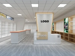 Wood White Logo Mobile Phone Store Interior