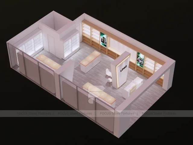 Wood White Logo Mobile Phone Store Interior