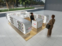 Wood White Phone Display Counter Island