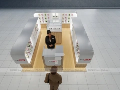 Wood White Phone Display Counter Island