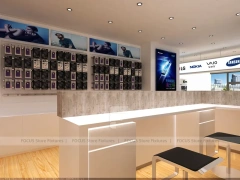 Wood White Small Mobile Phone Store Layout