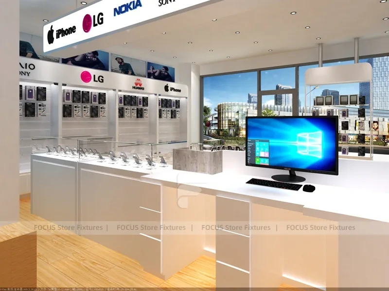 Wood White Small Mobile Phone Store Layout