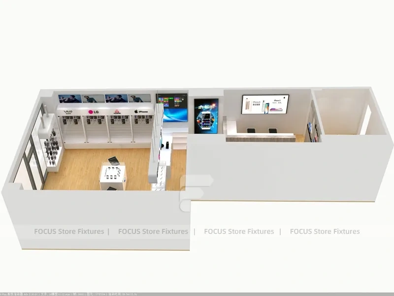 Wood White Small Mobile Phone Store Layout