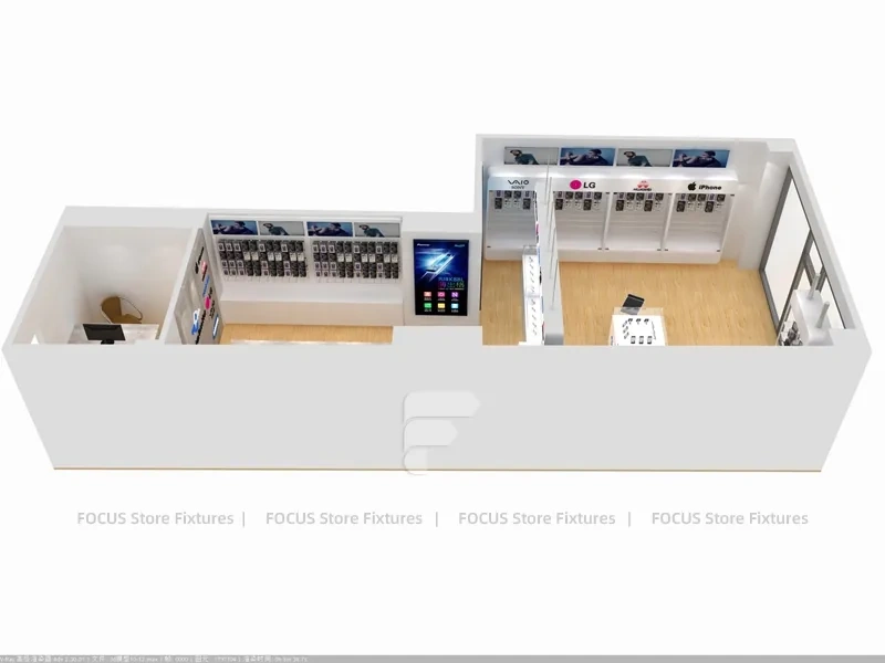 Wood White Small Mobile Phone Store Layout