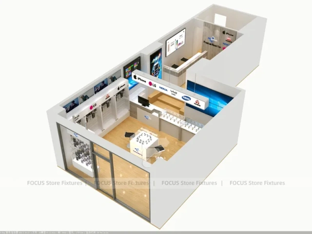 Wood White Small Mobile Phone Store Layout