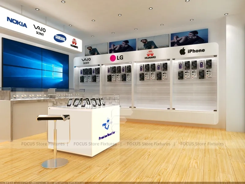 Wood White Small Mobile Phone Store Layout