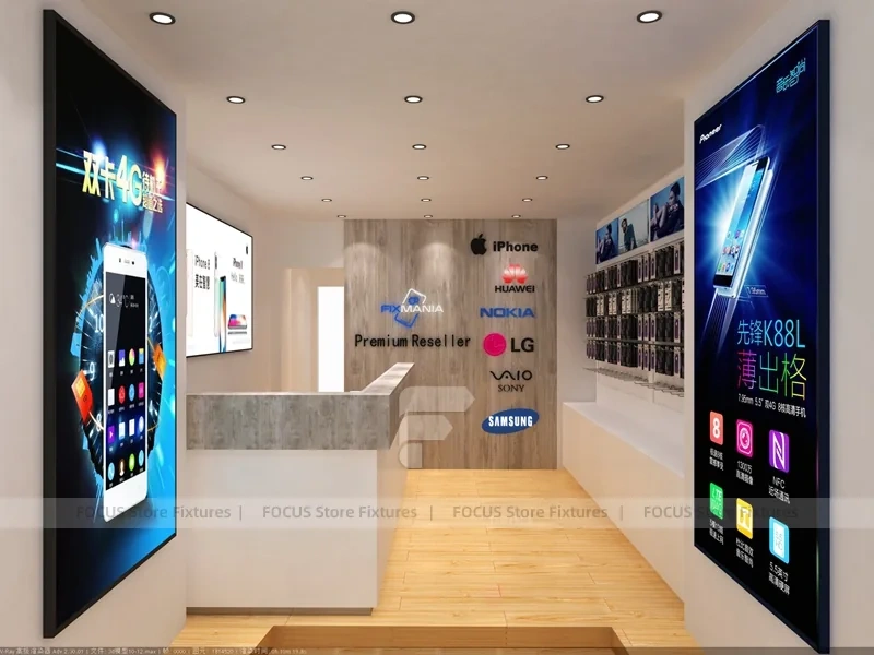 Wood White Small Mobile Phone Store Layout