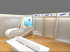Wood White Tech Store Mobile Display Interior