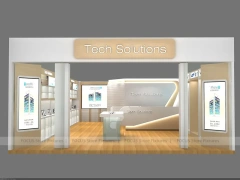 Wood White Tech Store Mobile Display Interior