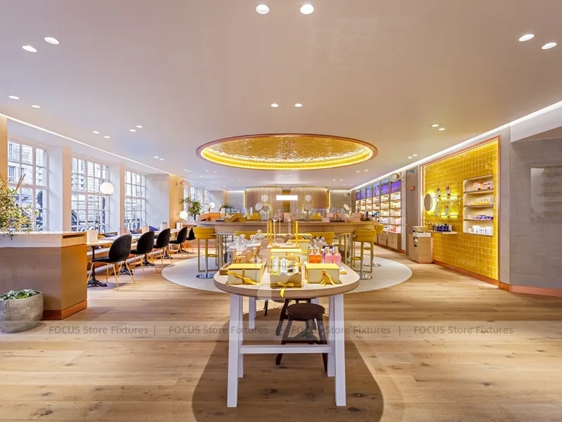 Yellow Beauty Boutique with Circular Ceiling Light