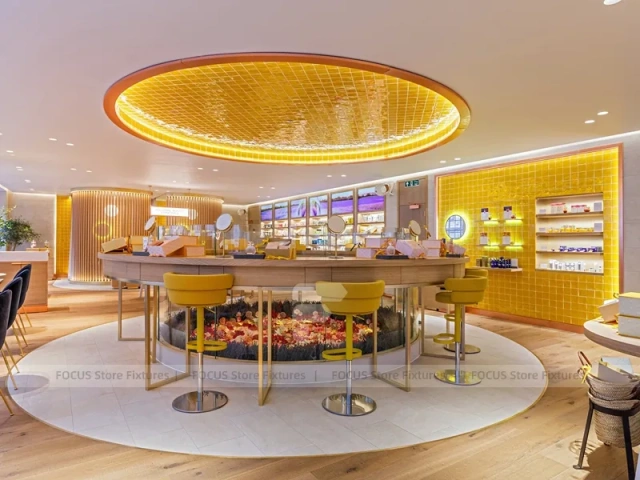 Yellow Beauty Boutique with Circular Ceiling Light