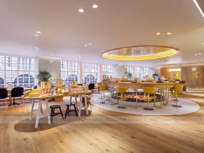 Yellow Beauty Boutique with Circular Ceiling Light