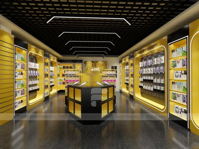 Yellow Black Mobile Accessories Wall Store