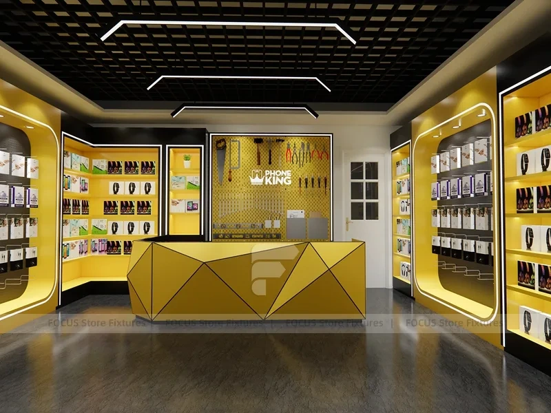 Yellow Black Mobile Accessories Wall Store