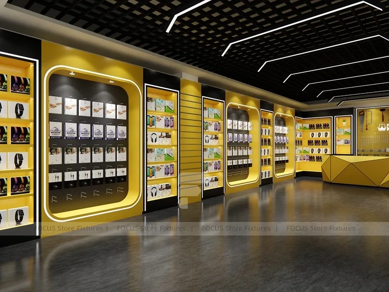 Yellow Black Mobile Accessories Wall Store